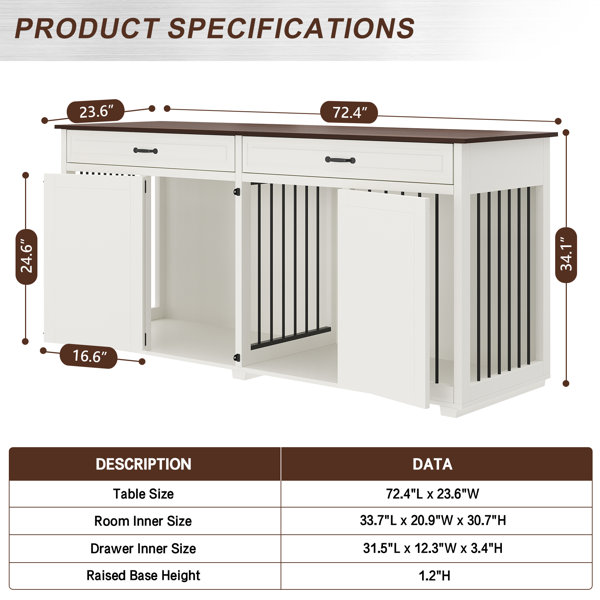 Tucker Murphy Pet™ Dog Crate Furniture Indoor Wooden Dog Kennel With